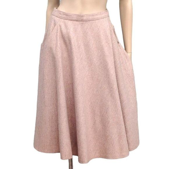 Vintage Pink Skirt Suit 70s Wool Office Wear M 8 10 Junior Belle - Picture 16 of 16